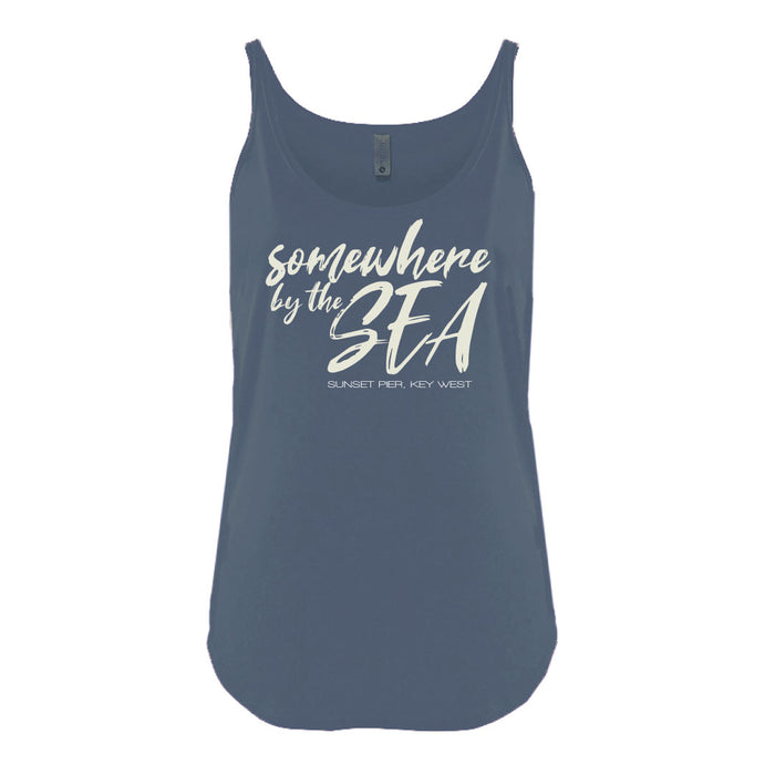 Women's Tank - Somewhere by the Sea - Heathered Navy