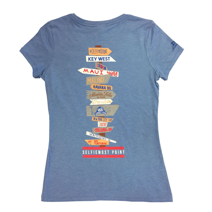 V-Neck Tee - Selfiemost - Maritime Frost