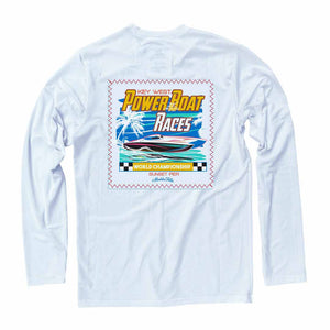 Sail White Power Boat Races Long Sleeve Suntek
