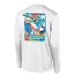 White LS UPF Tee - Seaplane