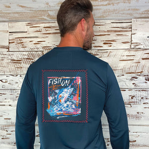 India Ink/Fish On Suntek UPF Long Sleeve Shirt