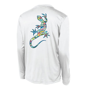 White LS UPF Tee - Iguana