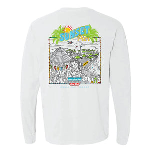 White LS Sunset Pier Tee