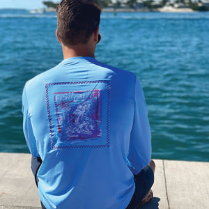 Alaskan Blue/Fish On Suntek UPF Long Sleeve Shirt