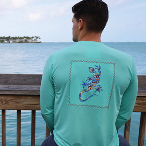 Beveled Glass/ Iguana Suntek UPF Long Sleeve Shirt