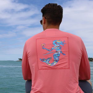 Strawberry Pink/Mermaid Suntek UPF Long Sleeve Shirt