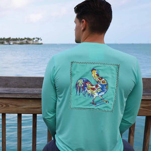 Beveled Glass/Rooster Suntek UPF Long Sleeve Shirt