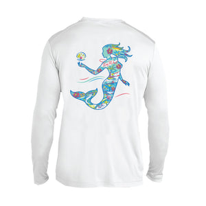 White LS UPF Tee - Mermaid