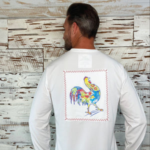 Sail White/Rooster Suntek UPF Long Sleeve Shirt