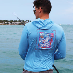 Alaskan Blue/Fish On Suntek UPF Hoodie